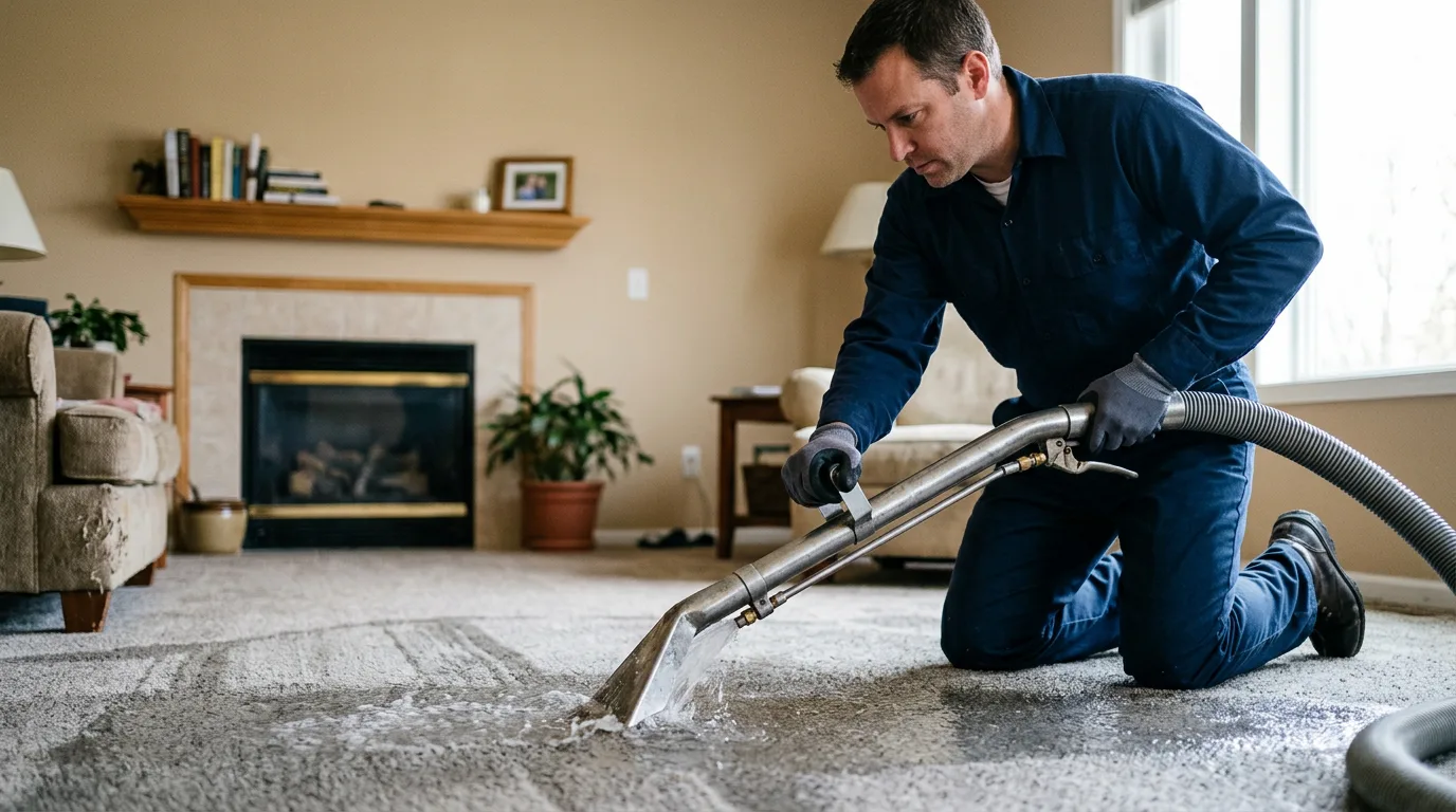 Water damage restoration technician working near Claremont, NC